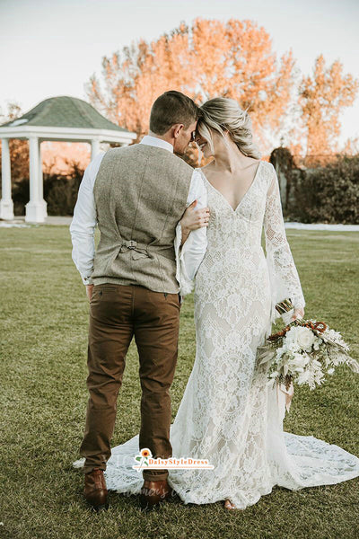 Bohemian fit and store flare wedding dress