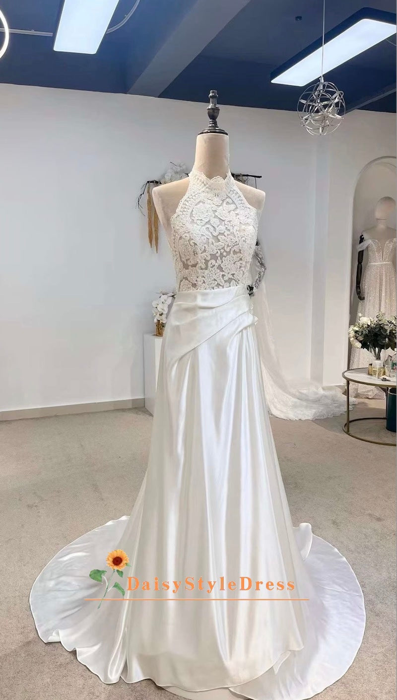 halter neckline wedding dress