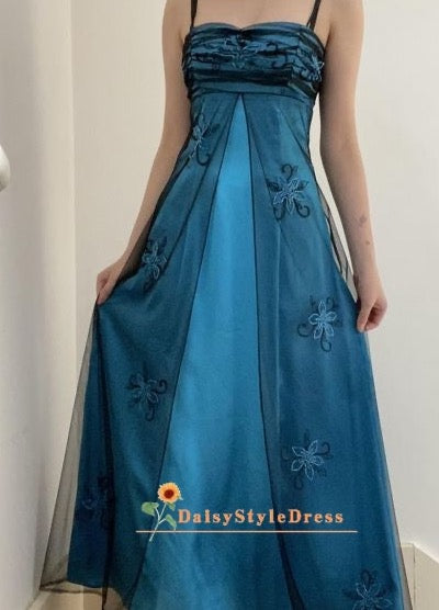 vintage blue prom dress
