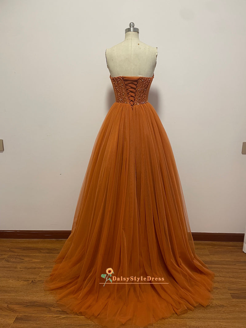 Ball Gown Coffee Brown Prom Dress 