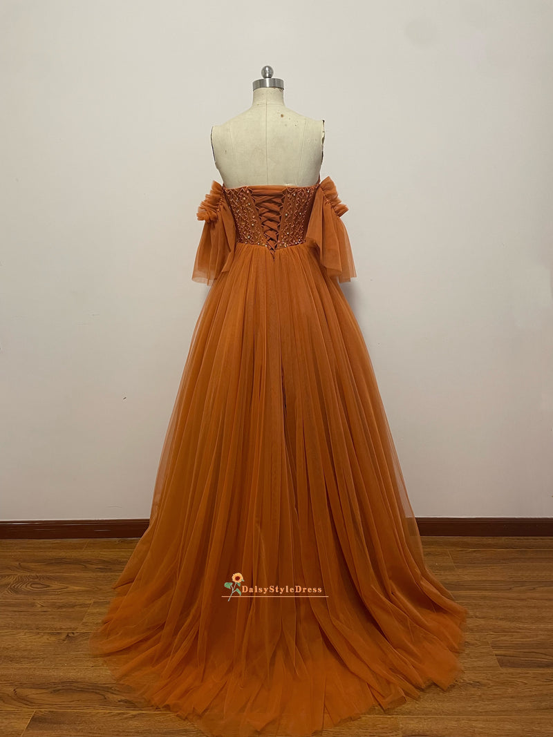 Ball Gown Coffee Brown Prom Dress 