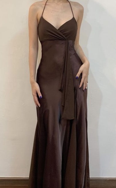 coffee brown prom dress