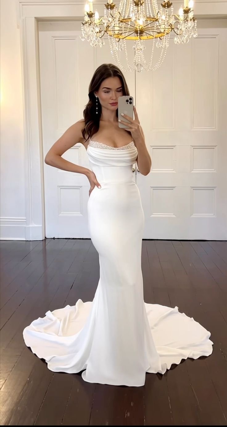 Sheath Crepe Wedding Dress