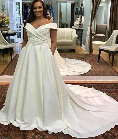 Simple Off shoulder Wedding Dress