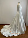 Long Sleeve Lace Ivory Satin Wedding Dress