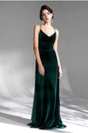 dark green velvet prom dress