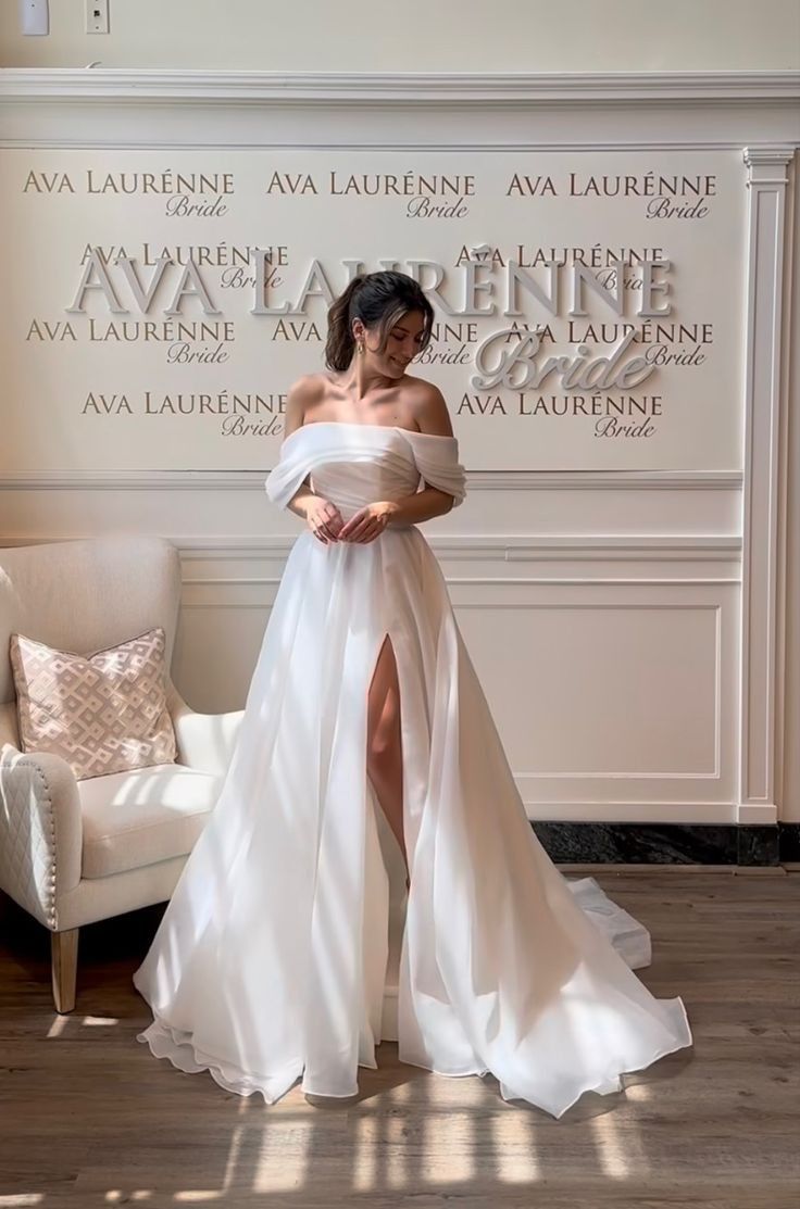 sexy slit off shoulder sleeve wedding dress