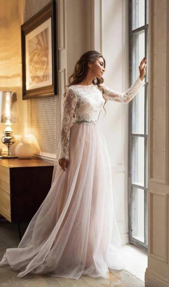 Long Sleeve Lace Sheath Wedding Dress | Kleinfeld Bridal