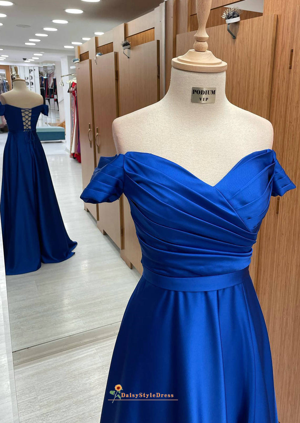 Short Sleeve Royal Blue Prom Dress – daisystyledress