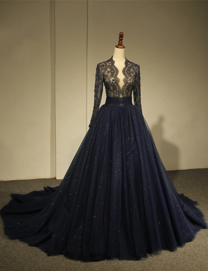 Modest Luxury Long Sleeve Lace Colorful Wedding Dress – daisystyledress
