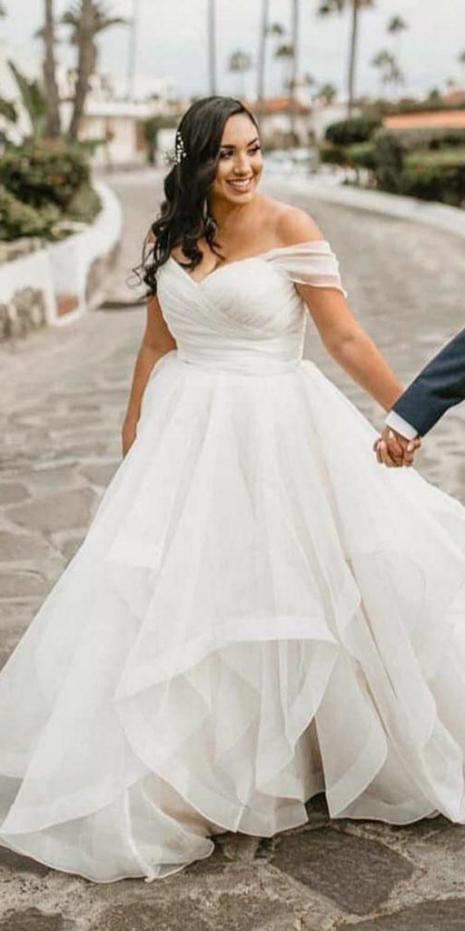 Elegant Plus Size Wedding Dresses Lace Appliques V Neck Bridal Gowns White  Ivory | eBay