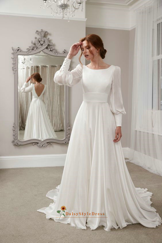 Vintage Ball Gown Long Sleeve Short Wedding Dress – daisystyledress
