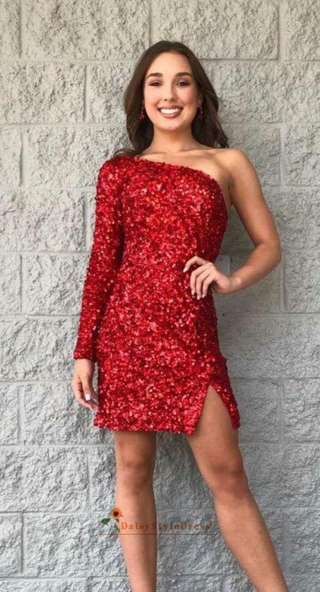 Elegant Beaded Lace V-neck Red Sequin Mermaid Prom Dress - Lunss