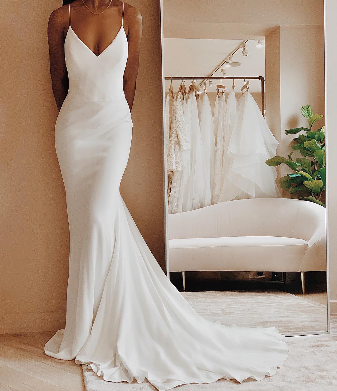 Simple Open Back Fit and Flare Wedding Dress daisystyledress